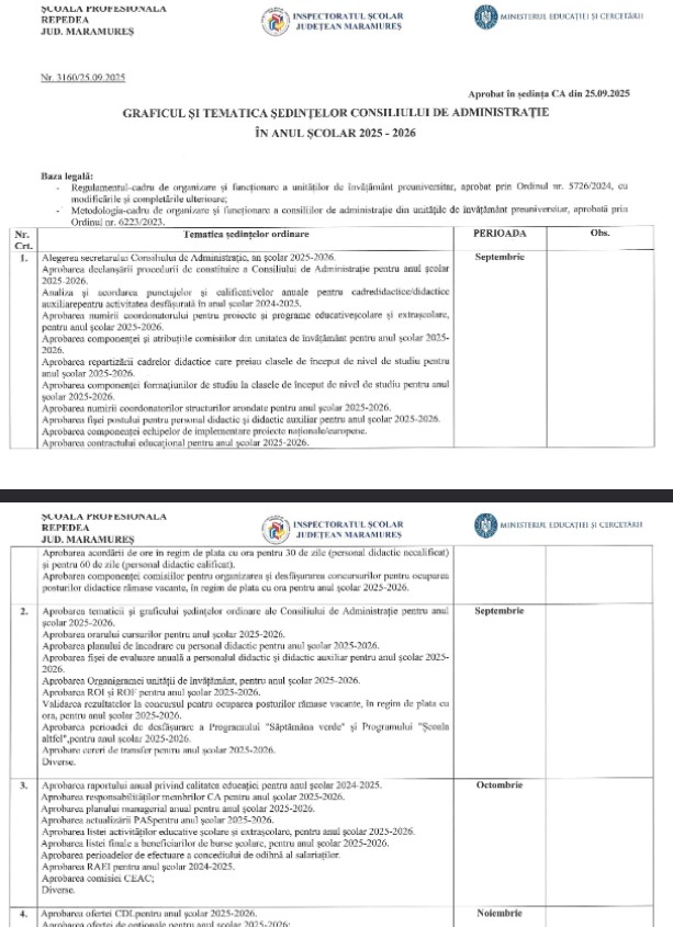 grafic sedinte